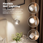 Wireless Magnetic LED Wall Light 360° Rotating – Rechargeable Touch & Remote Control Lamp