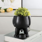 Cheeky Peeing Man Ceramic Planter with Catch Tray – Novelty Succulent Pot with Drainage