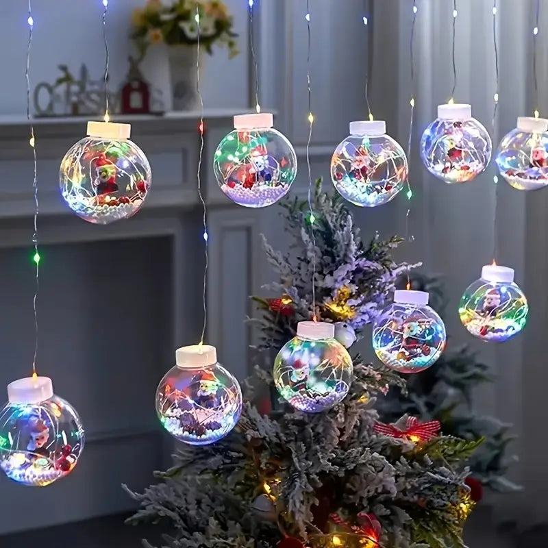 Festive LED Globe String Lights with Winter Scenes – USB Powered 8-Mode Holiday Decor