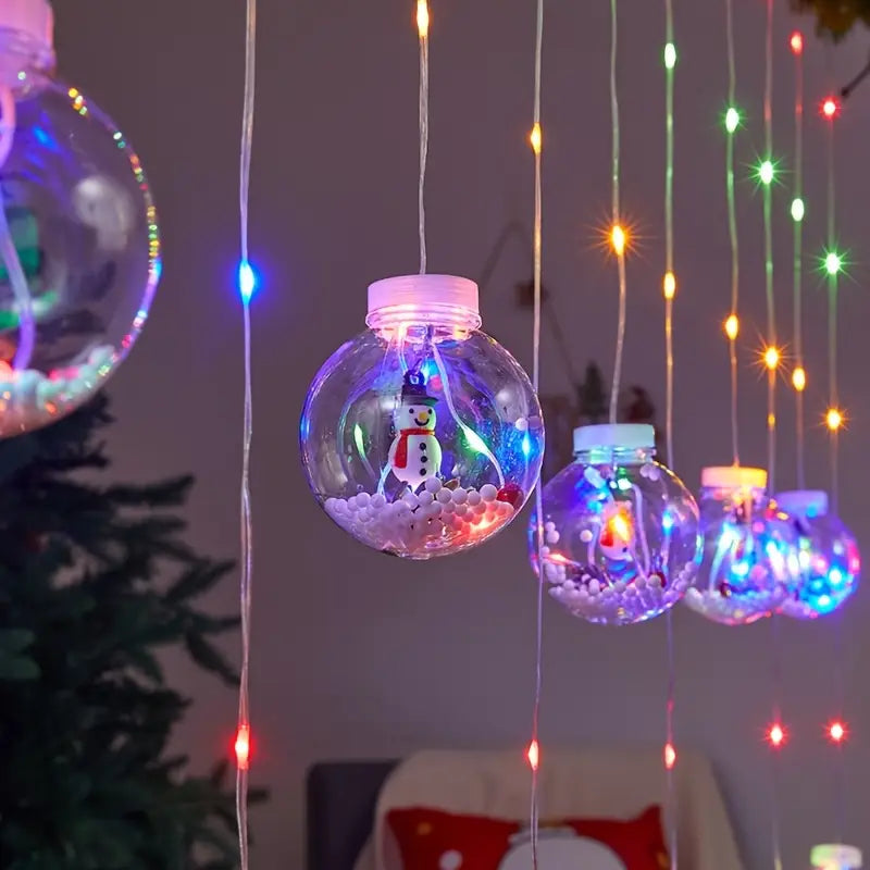 Festive LED Globe String Lights with Winter Scenes – USB Powered 8-Mode Holiday Decor