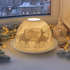 Porcelain Dome Tealight Candle Holder – Translucent Scene Display for Warm Ambient Light