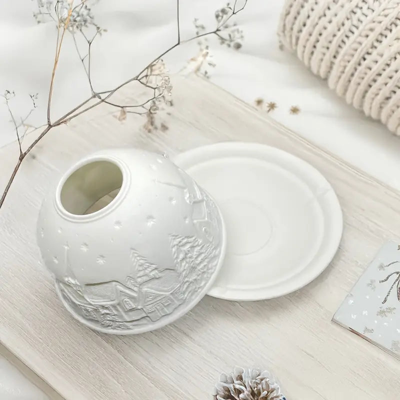 Porcelain Dome Tealight Candle Holder – Translucent Scene Display for Warm Ambient Light