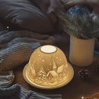 Porcelain Dome Tealight Candle Holder – Translucent Scene Display for Warm Ambient Light