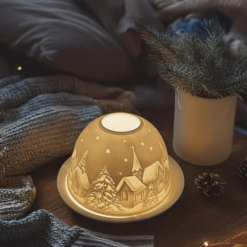 Porcelain Dome Tealight Candle Holder – Translucent Scene Display for Warm Ambient Light