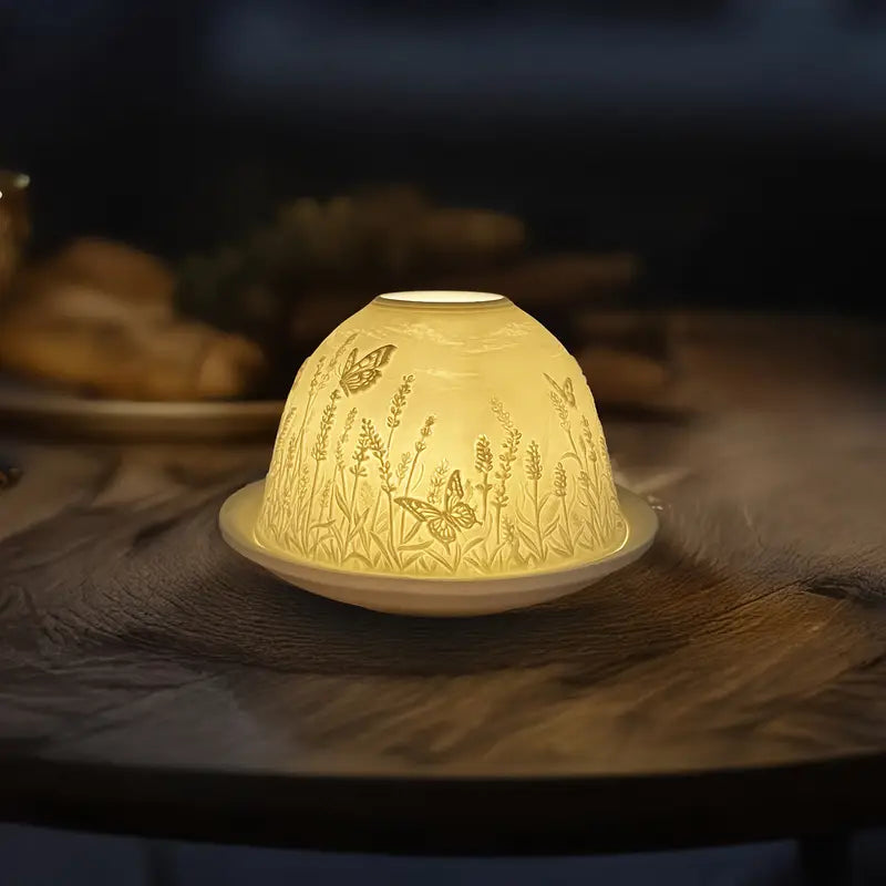 Porcelain Dome Tealight Candle Holder – Translucent Scene Display for Warm Ambient Light