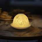 Porcelain Dome Tealight Candle Holder – Translucent Scene Display for Warm Ambient Light