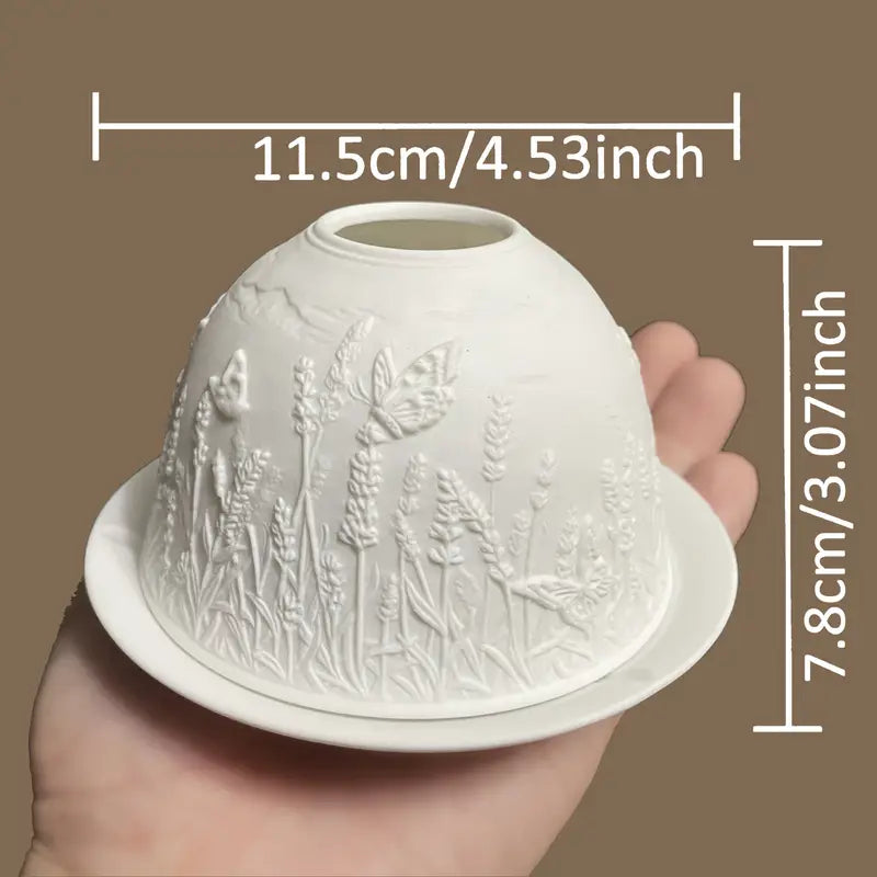 Porcelain Dome Tealight Candle Holder – Translucent Scene Display for Warm Ambient Light