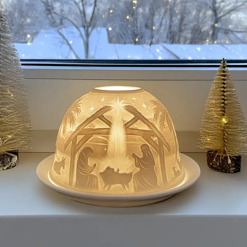 Porcelain Dome Tealight Candle Holder – Translucent Scene Display for Warm Ambient Light