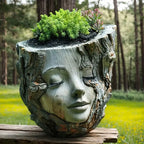 Serene Face Tree Planter with Drainage Hole – Premium Resin Outdoor & Indoor Pot