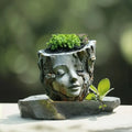 Serene Face Tree Planter with Drainage Hole – Premium Resin Outdoor & Indoor Pot
