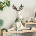 Holiday Reindeer Figurine with Scarf – Hand-Painted Resin Winter Home Decor