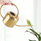 Classic Golden Brass Watering Can 1300ml – Gooseneck Spout for Precise Pouring