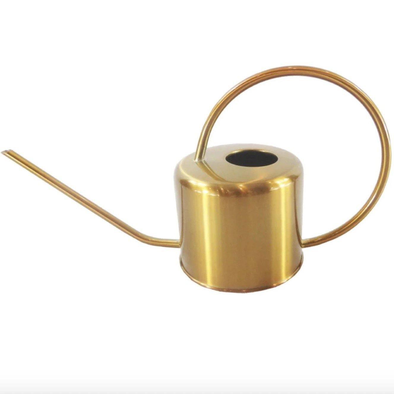 Classic Golden Brass Watering Can 1300ml – Gooseneck Spout for Precise Pouring