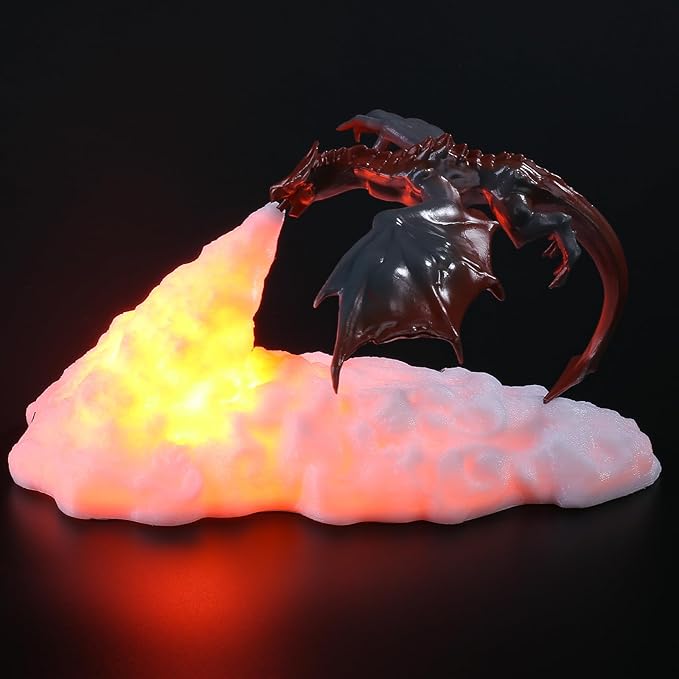 Fire Breathing Dragon LED Table Lamp – Hand-Painted Resin USB-Powered Fantasy Decor