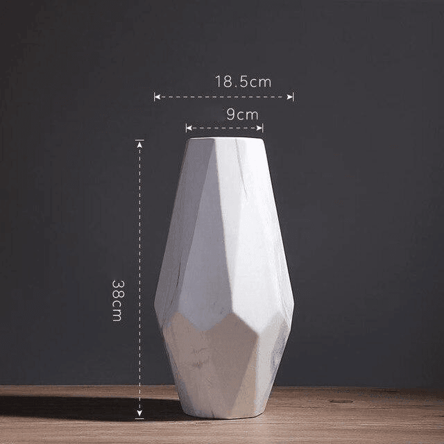 Marble-Effect Geometric Ceramic Vases – Multi-Faceted Non-Porous Decor in 5 Sizes