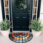Boho Mosaic Half-Moon Rug – Soft Polyester Entryway Mat with Non-Slip Backing