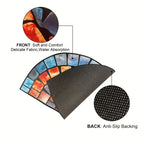 Boho Mosaic Half-Moon Rug – Soft Polyester Entryway Mat with Non-Slip Backing