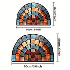 Boho Mosaic Half-Moon Rug – Soft Polyester Entryway Mat with Non-Slip Backing