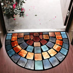 Boho Mosaic Half-Moon Rug – Soft Polyester Entryway Mat with Non-Slip Backing
