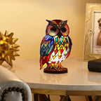 Mosaic Stained Glass Owl Table Light – Handcrafted LED Accent Lamp with USB Power