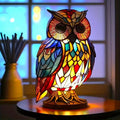 Mosaic Stained Glass Owl Table Light – Handcrafted LED Accent Lamp with USB Power