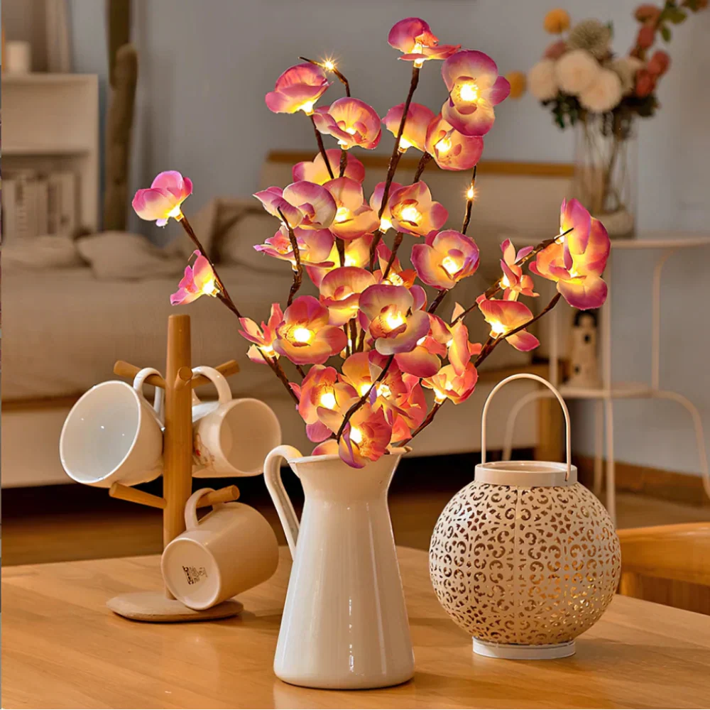 LED Artificial Blossom Branch Table Lamp – Battery-Powered Flexible Twig Lights 70cm