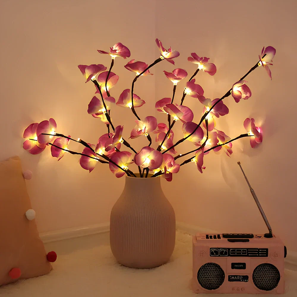 LED Artificial Blossom Branch Table Lamp – Battery-Powered Flexible Twig Lights 70cm