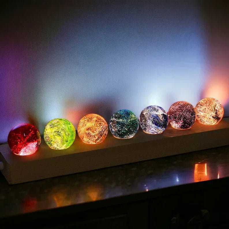 LED Crystal Globe Table Lamp on Wooden Base – USB Powered Ambient Decor Light