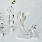 Hydroponic Loop Glass Vase – Blown Borosilicate Tabletop Display in Brown or Gray