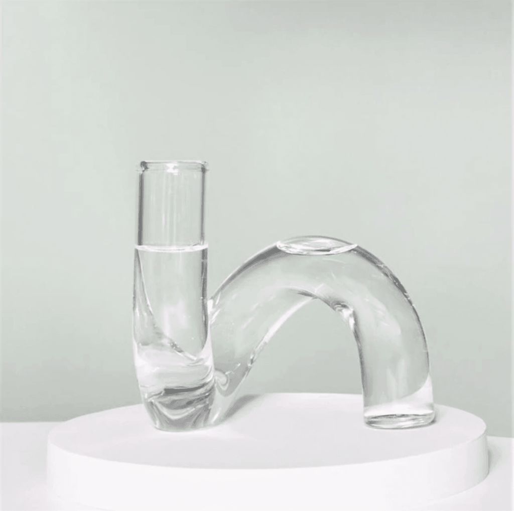 Hydroponic Loop Glass Vase – Blown Borosilicate Tabletop Display in Brown or Gray