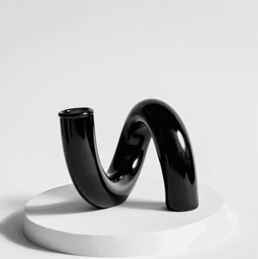 Hydroponic Loop Glass Vase – Blown Borosilicate Tabletop Display in Brown or Gray