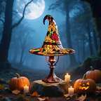 Witch Hat Stained Glass Style LED Accent Lamp – Enchanted Resin Halloween & Year-Round Decor