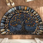 Tree of Life Decorative Floor Mat – Nature-Inspired Polyester with Non-Slip Silicone Base