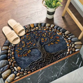 Tree of Life Decorative Floor Mat – Nature-Inspired Polyester with Non-Slip Silicone Base