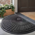 Embossed Semi-Circle Entryway Rug – Durable Polyester with Non-Slip Rubber Backing