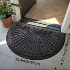 Embossed Semi-Circle Entryway Rug – Durable Polyester with Non-Slip Rubber Backing