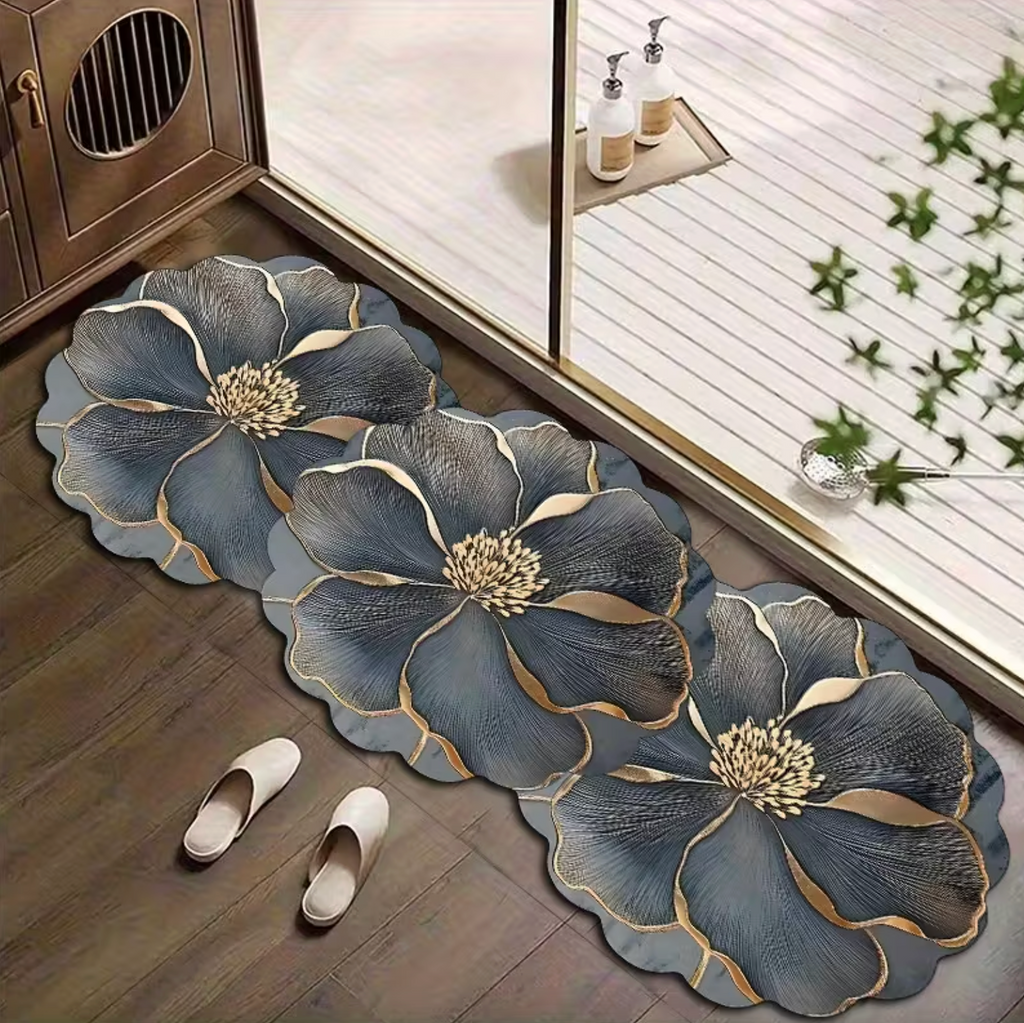Floral Petal Shaped Luxe Floor Mat – Anti-Slip Kitchen & Hallway Runner