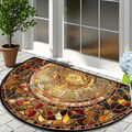 Golden Mosaic Half-Moon Doormat – Stained Glass Inspired Entryway Mat