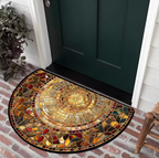 Golden Mosaic Half-Moon Doormat – Stained Glass Inspired Entryway Mat