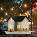 Solar-Powered Metal Bird Feeder with LED Light – Weatherproof Dual Compartment Garden Decor