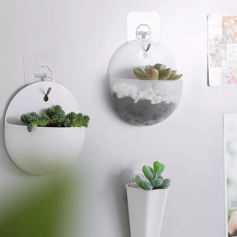 Angular Suspended Wall Planter with Hook – Polypropylene Hanging Flowerpot