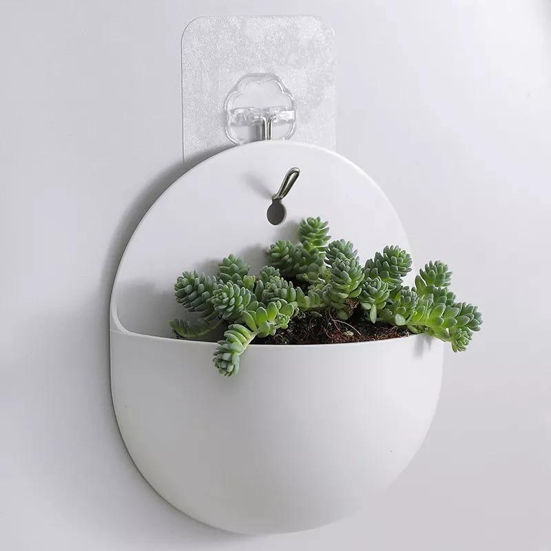 Angular Suspended Wall Planter with Hook – Polypropylene Hanging Flowerpot