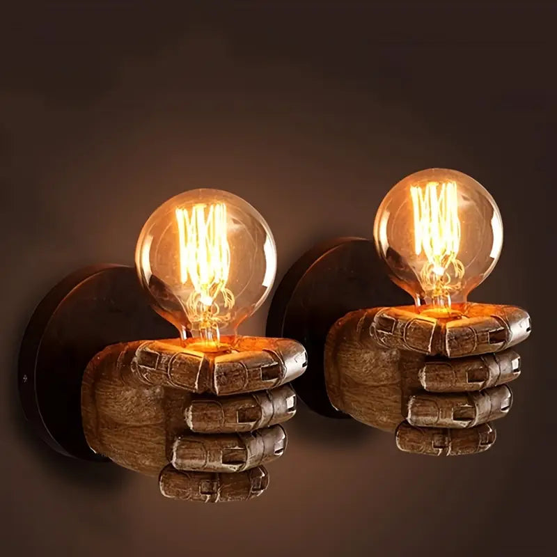 Industrial Fist Wall Lamp – Resin Sconce for Edison Bulb with Mounting Hardware