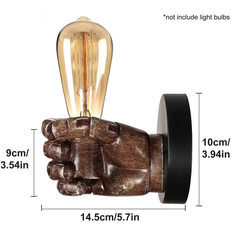 Industrial Fist Wall Lamp – Resin Sconce for Edison Bulb with Mounting Hardware