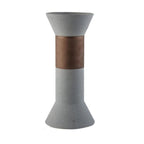 Modern Clay Vessel with Copper Accents – Contemporary Ceramic Decor Cylinder