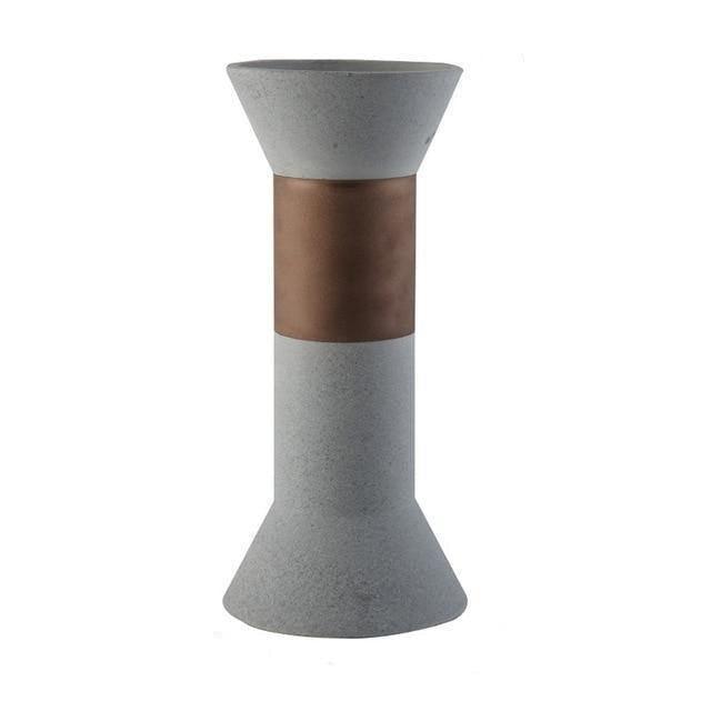 Modern Clay Vessel with Copper Accents – Contemporary Ceramic Decor Cylinder