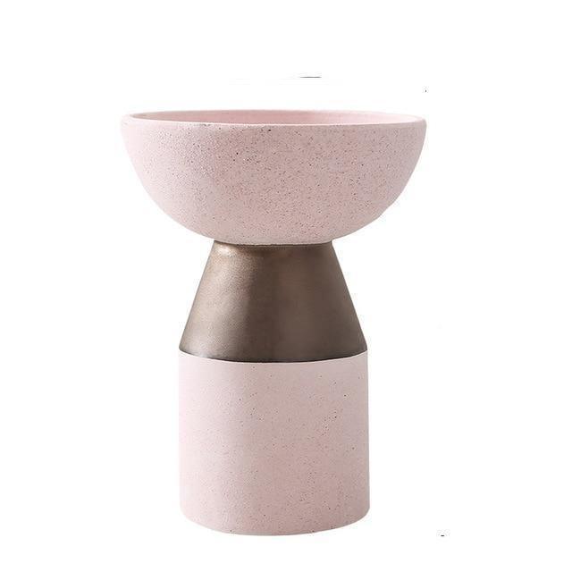 Modern Clay Vessel with Copper Accents – Contemporary Ceramic Decor Cylinder