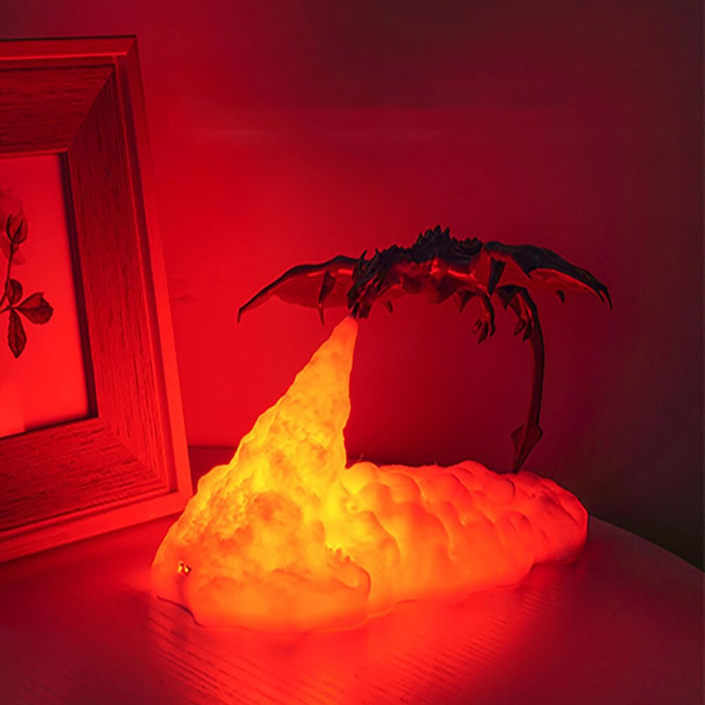 Fire Breathing Dragon LED Table Lamp – Hand-Painted Resin USB-Powered Fantasy Decor