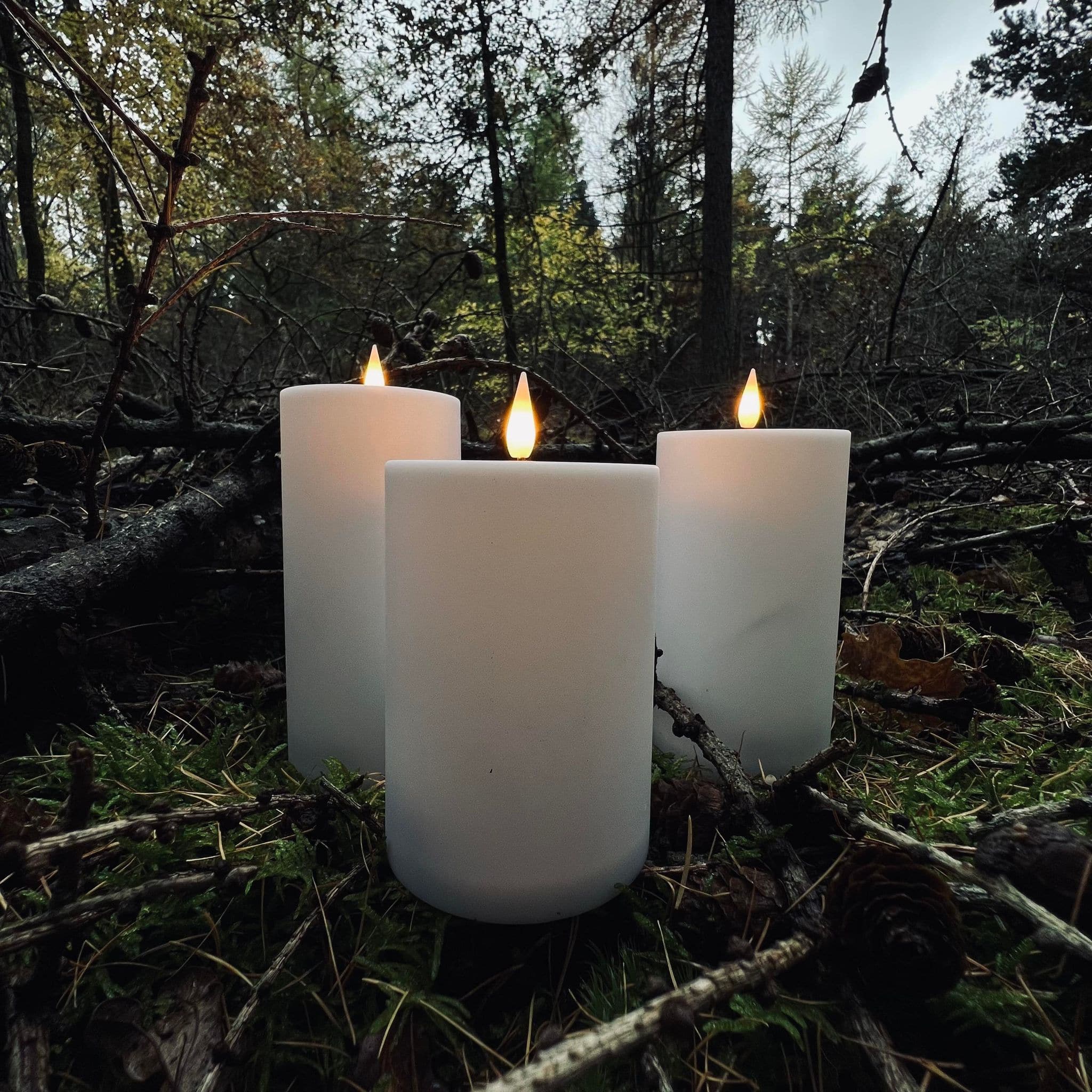 Weatherproof Outdoor LED Flameless Candle Set of 3 – Remote Control Pillar Lights