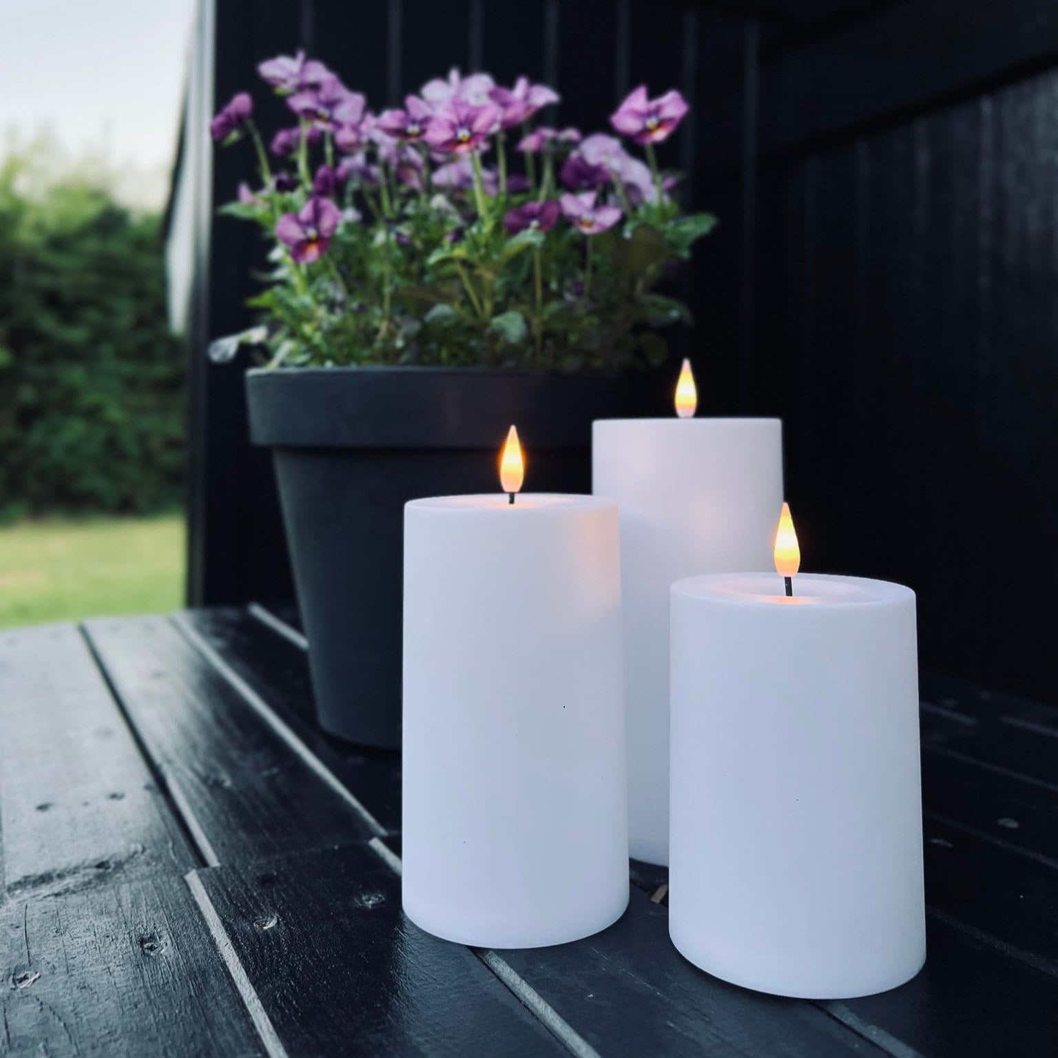 Weatherproof Outdoor LED Flameless Candle Set of 3 – Remote Control Pillar Lights